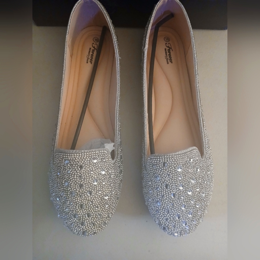 Sparkly Silver Flats